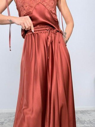 Drawstring satin skirt - Kontatto