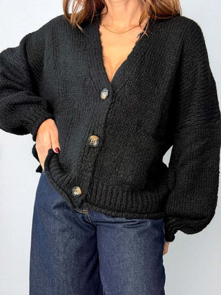 Cardigan 3 bottoni Nero - HaveOne