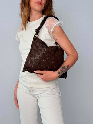 Borsa pelle laserata Camelia