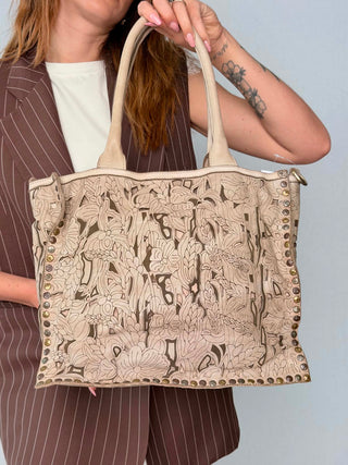 Borsa pelle laserata Primula
