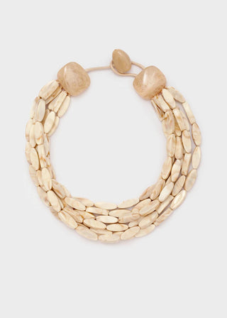 COLLANA AGATA MULTIFILO IN RESINA BEIGE