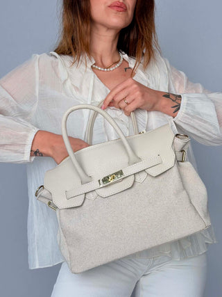Paola canvas and leather bag