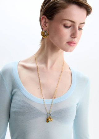 BEADED CHAIN NECKLACE WITH FISH