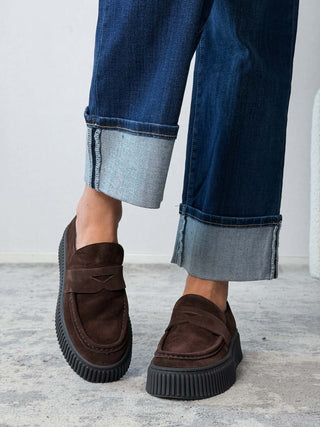 Mocassino platform camoscio cacao - Frau