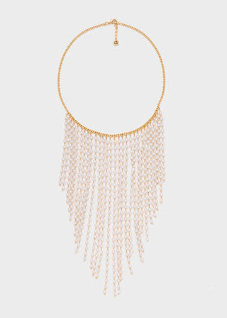 GOLD PEARL FRINGE CHOKER NECKLACE