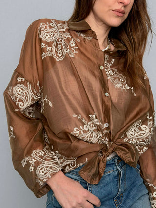 Camicia ricamo Susy Mix Tabacco