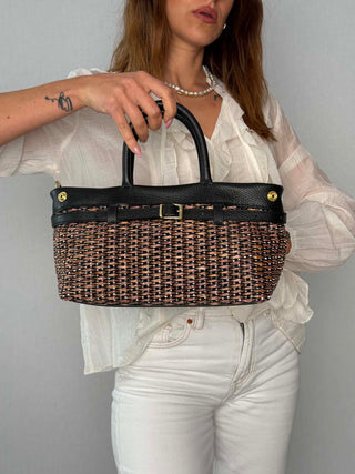 Sofia raffia and leather bag