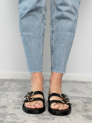 Black Nappa Slipper - Frau
