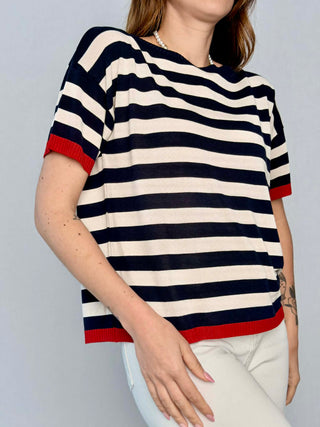 Striped boat neck top - Susy Mix