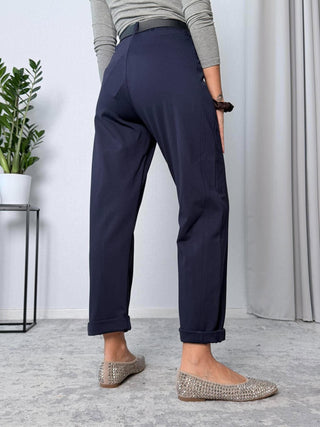 Pantalone ovetto punto Milano Blu-Susy Mix