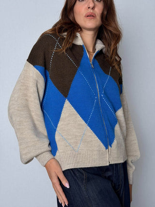 Cardigan rombi blu - HaveOne