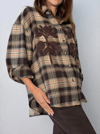 Camicia check fiori Vigone moro