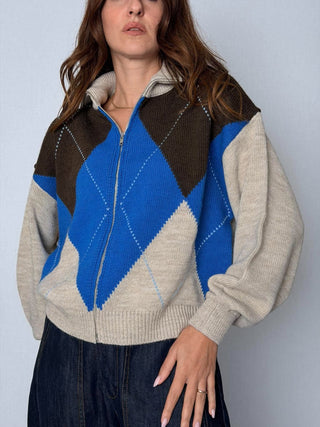 Cardigan rombi blu - HaveOne