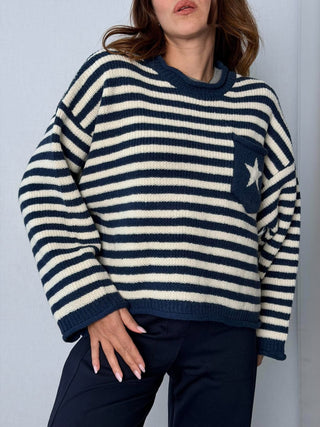 Maglia righe con stella blu - HaveOne
