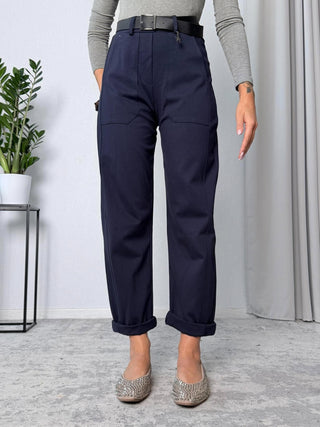 Pantalone ovetto punto Milano Blu-Susy Mix