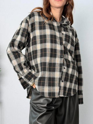 Camicia check nero-grigio