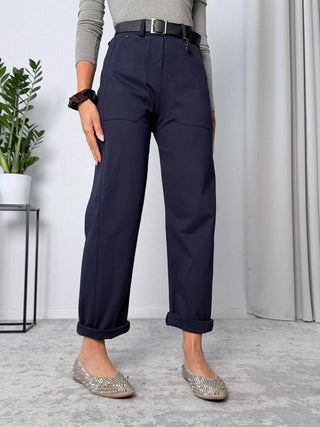 Pantalone ovetto punto Milano Blu-Susy Mix