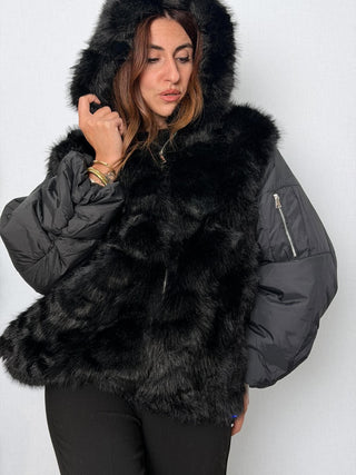 Bomber ecopelliccia Marsciano Nero