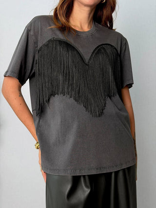 T-Shirt Frange Grigio