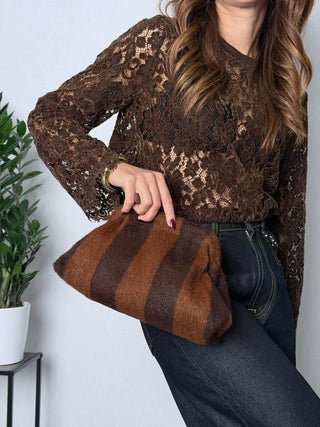 Borsa Stripe Marrone