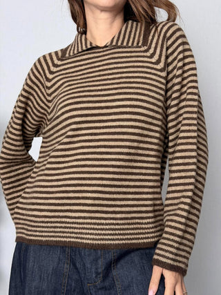 Maglia rigata con colletto - HaveOne