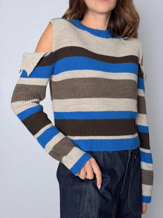 Maglia apertura spalle righe blu - HaveOne