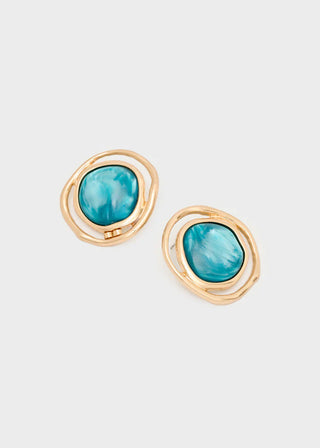 GOLD/TURQUOISE STUD EARRINGS