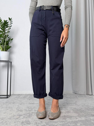 Pantalone ovetto punto Milano Blu-Susy Mix