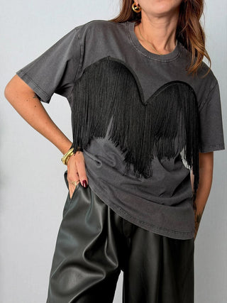 T-Shirt Frange Grigio