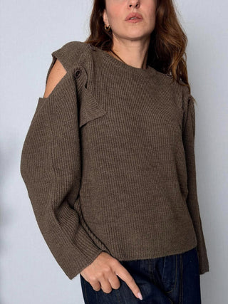 Maglia apertura spalle tortora - HaveOne