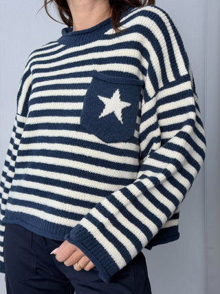 Maglia righe con stella blu - HaveOne