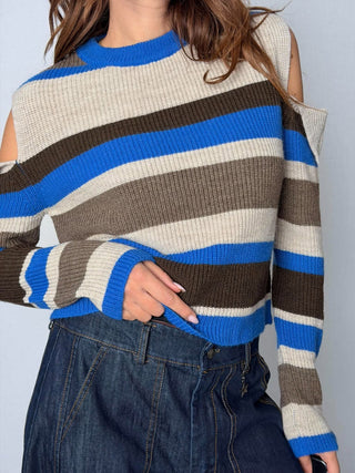 Maglia apertura spalle righe blu - HaveOne