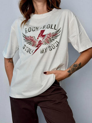 T-Shirt Rock & Roll Bianco - Susy Mix
