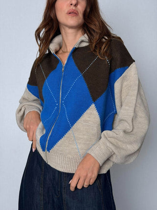 Cardigan rombi blu - HaveOne