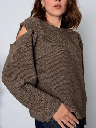 Maglia apertura spalle tortora - HaveOne