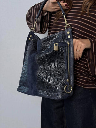 Borsa Croco Blu