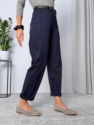 Pantalone ovetto punto Milano Blu-Susy Mix