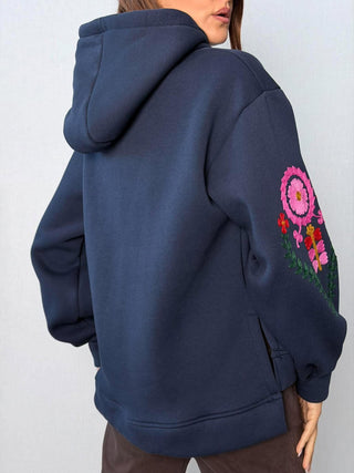 Felpa ricami con cappuccio Blu