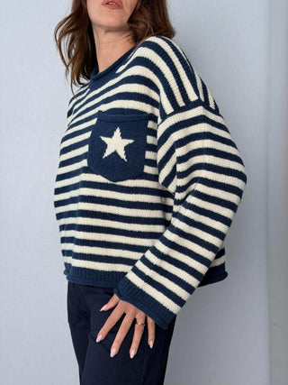 Maglia righe con stella blu - HaveOne