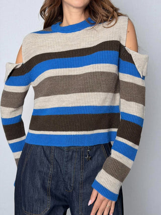 Maglia apertura spalle righe blu - HaveOne