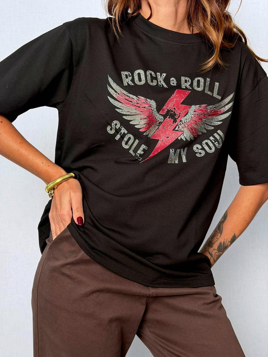 T-Shirt Rock & Roll Nero - Susy Mix