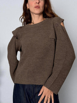 Maglia apertura spalle tortora - HaveOne