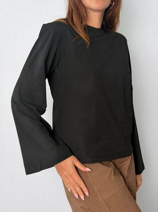 T-shirt manica a calla nero - Susy Mix