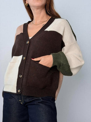 Cardigan multicolor Marrone