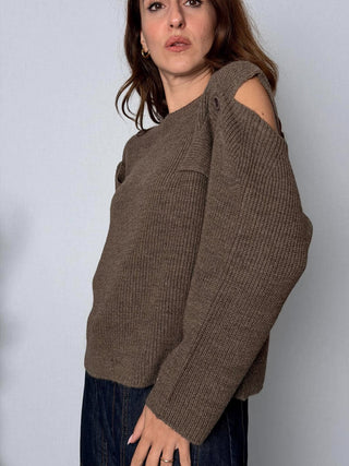 Maglia apertura spalle tortora - HaveOne