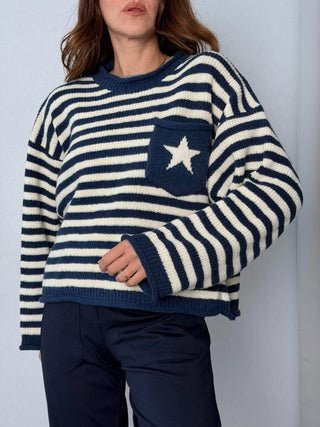 Maglia righe con stella blu - HaveOne
