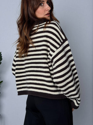 Maglia righe con stella caffè - HaveOne