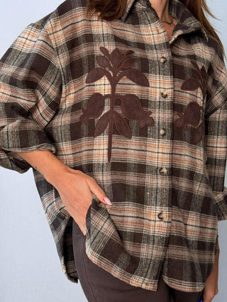 Camicia check fiori Vigone moro