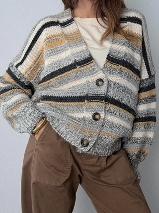 Cardigan righe 3 bottoni - HaveOne