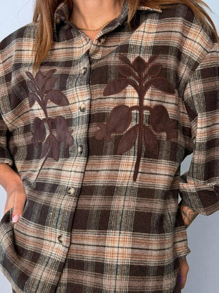 Camicia check fiori Vigone moro